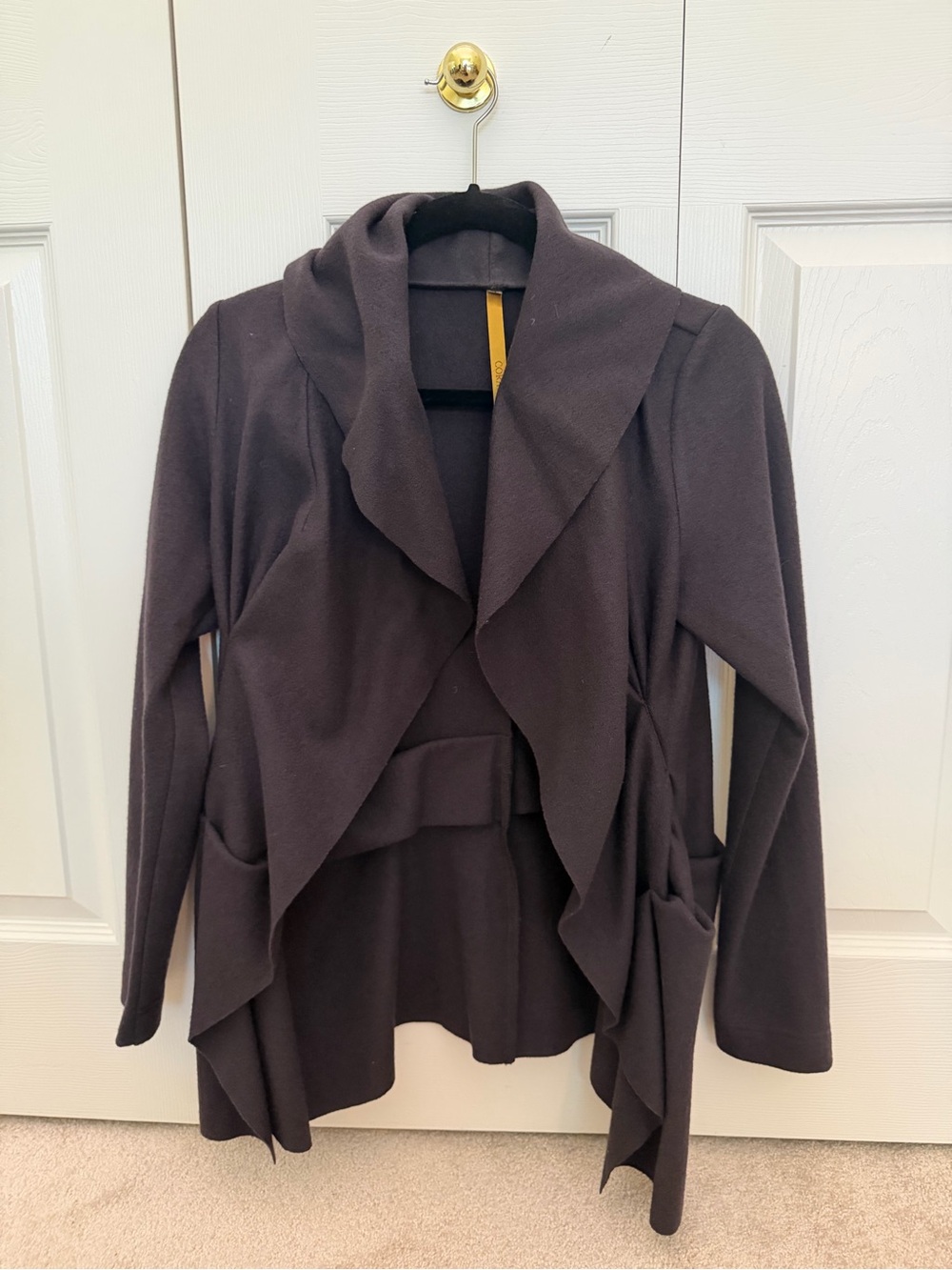 CORAL Italian 100% Virgin Wool Open Front Drape Blazer Jacket
